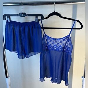 Blue Lace Trim Sleepwear Set